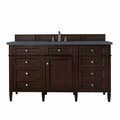 James Martin Vanities Brittany 60in Single Vanity, Burnished Mahogany w/ 3 CM Charcoal Soapstone Quartz Top 650-V60S-BNM-3CSP